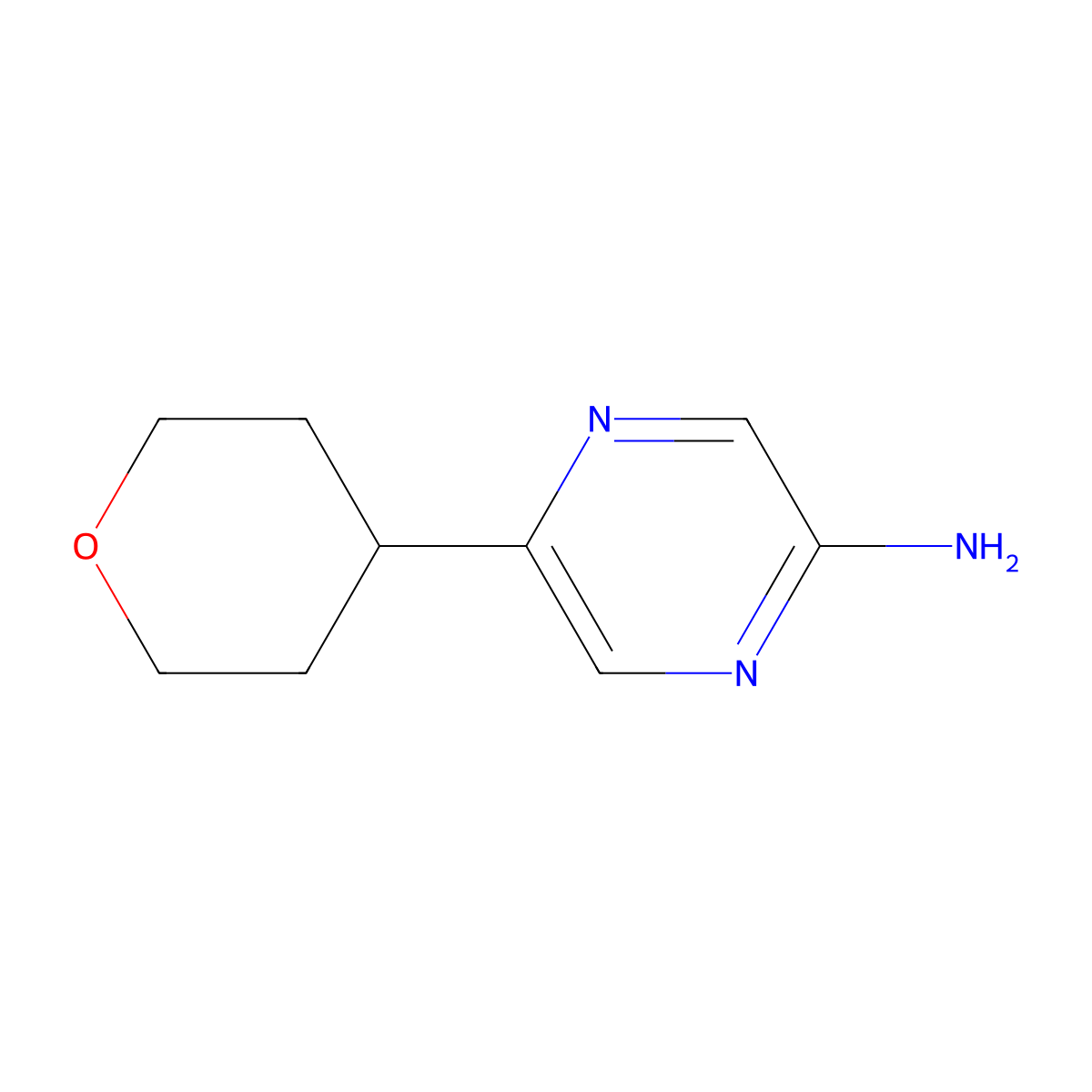 5-(tetrahydro-2H-pyran-4-yl)pyrazin-2-amine molecular structure, CAS 1159815-73-2