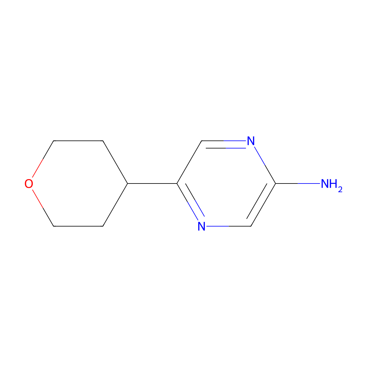 5-(tetrahydro-2H-pyran-4-yl)pyrazin-2-amine molecular structure, CAS 1159815-73-2