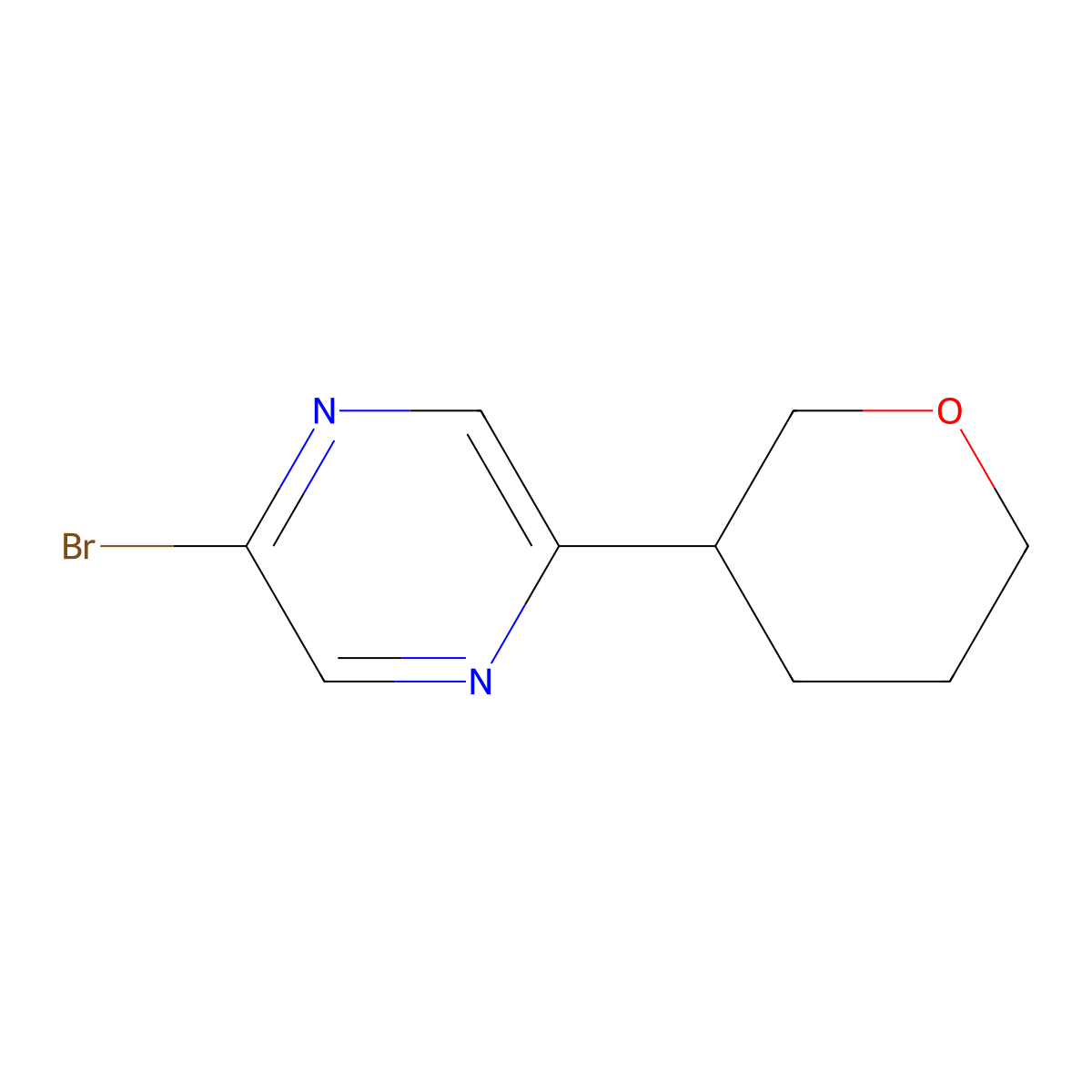 2-Bromo-5-(oxan-3-yl)pyrazine molecular structure, CAS 1159815-89-0