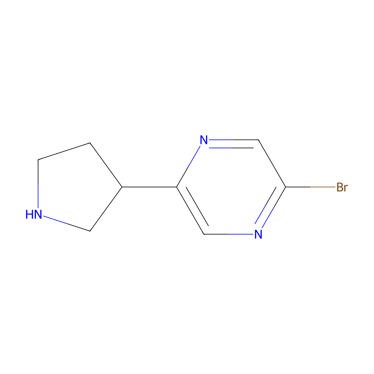 2-Bromo-5-(pyrrolidin-3-YL)pyrazine molecular structure, CAS 1159815-99-2