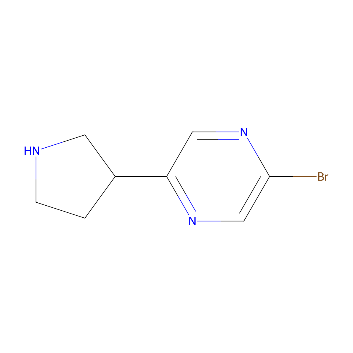 2-Bromo-5-(pyrrolidin-3-YL)pyrazine molecular structure, CAS 1159815-99-2