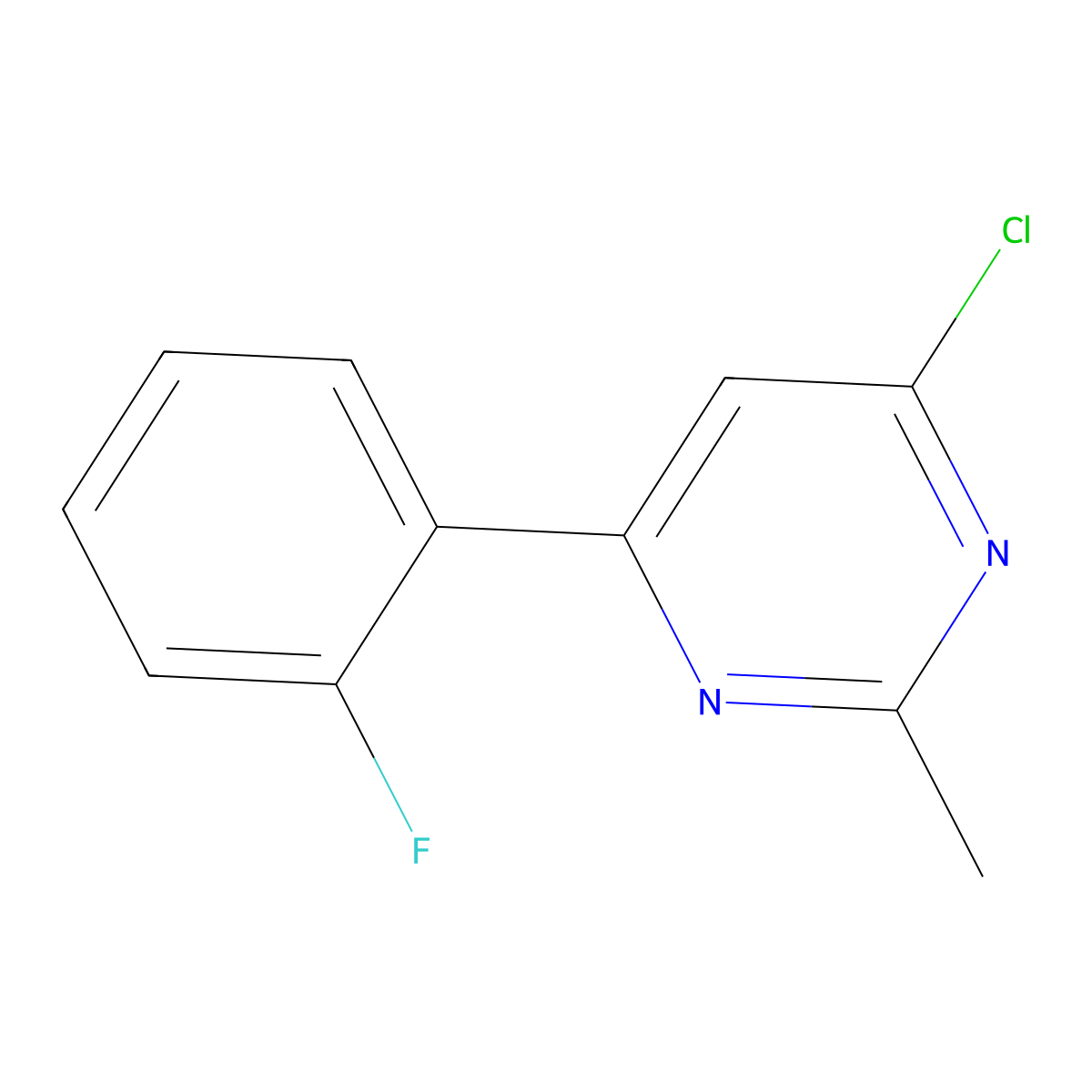 4-Chloro-2-methyl-6-(2-fluorophenyl)pyrimidine molecular structure, CAS 1159816-02-0