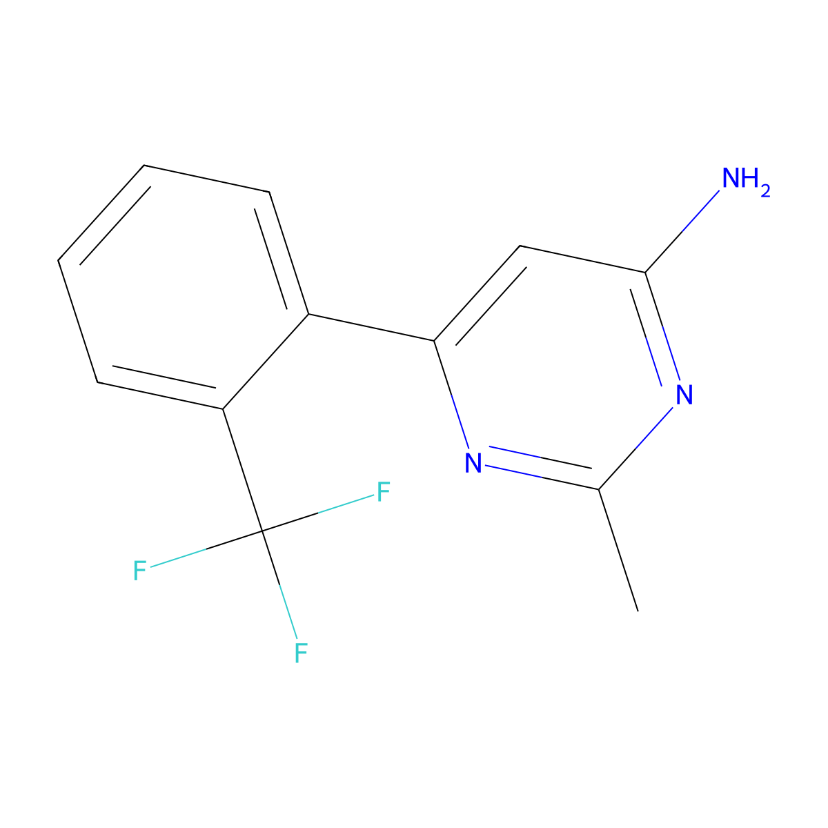 4-Amino-2-methyl-6-(2-trifluoromethylphenyl)pyrimidine molecular structure, CAS 1159816-06-4