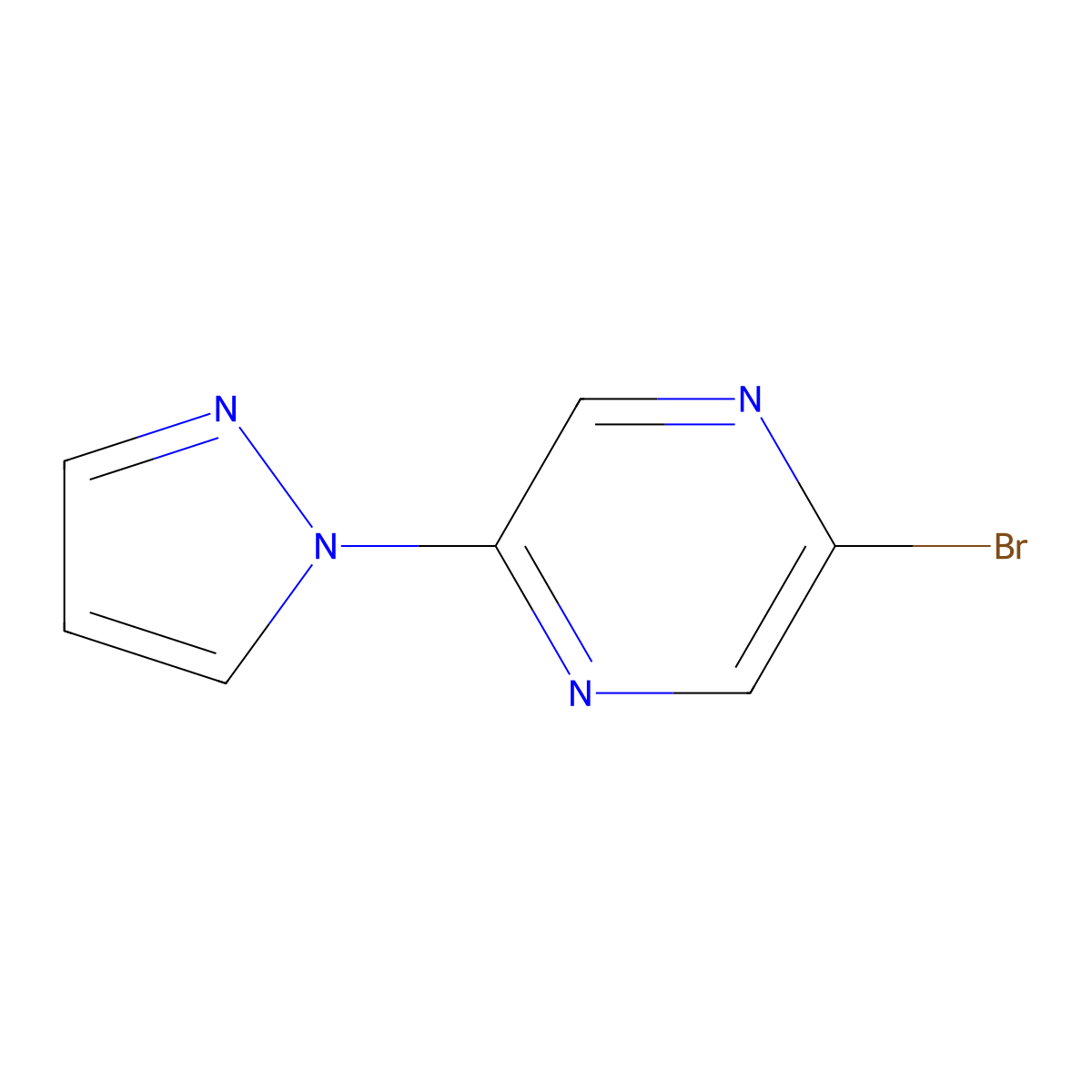 2-Bromo-5-(1H-pyrazol-1-yl)pyrazine molecular structure, CAS 1159816-09-7