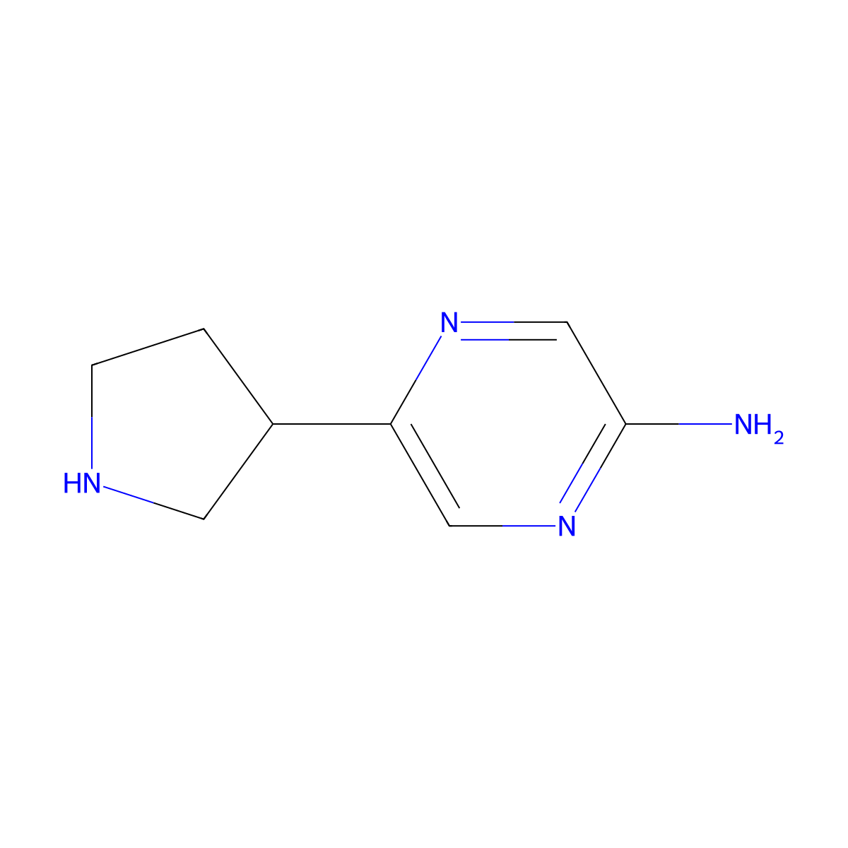2-Amino-5-(pyrrolidin-3-yl)pyrazine molecular structure, CAS 1159816-10-0