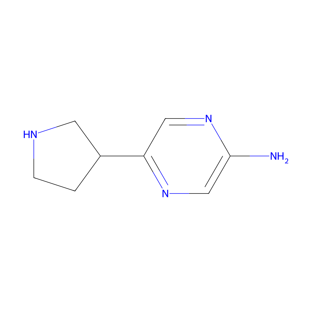 2-Amino-5-(pyrrolidin-3-yl)pyrazine molecular structure, CAS 1159816-10-0