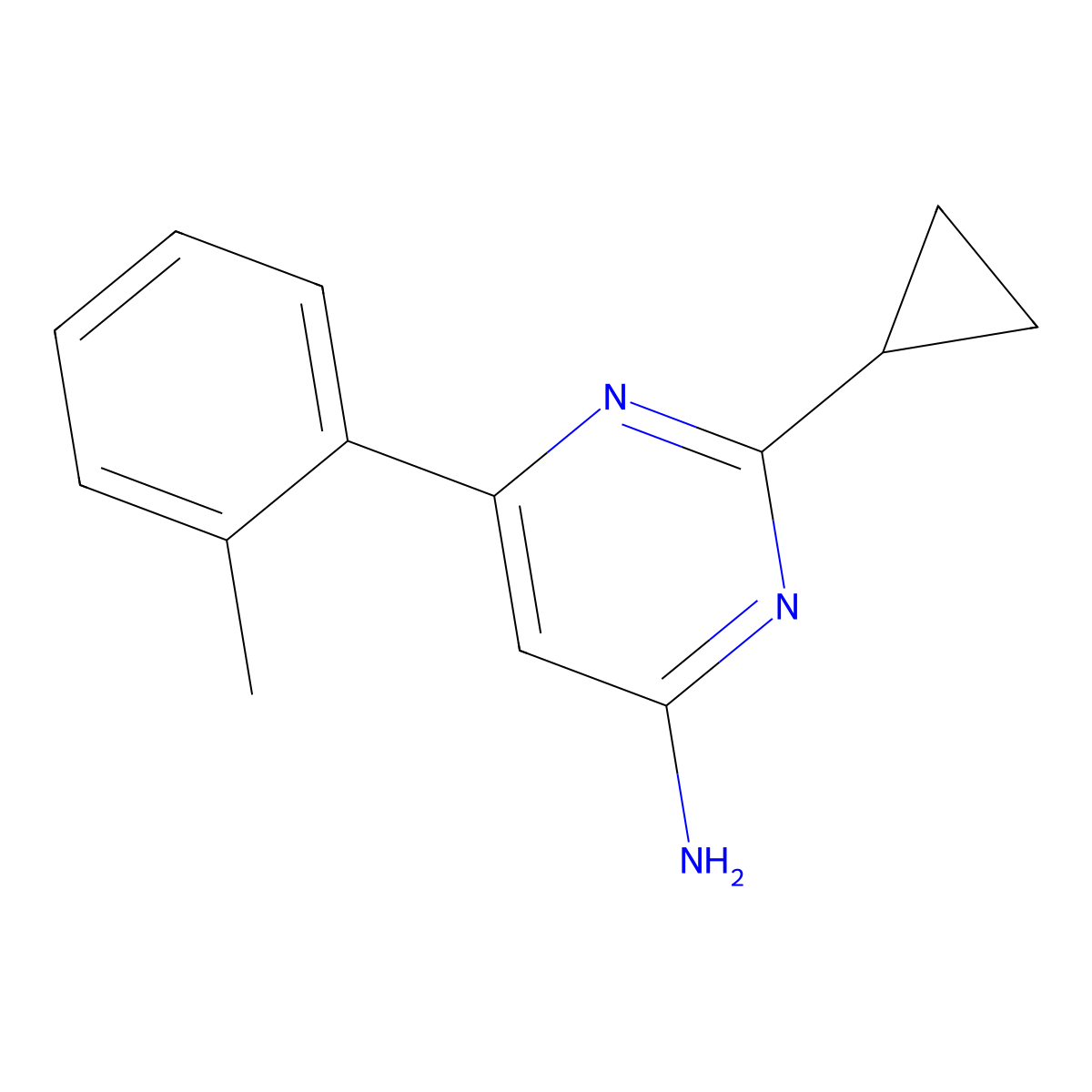 2-Cyclopropyl-6-(2-methylphenyl)pyrimidin-4-amine molecular structure, CAS 1159816-24-6