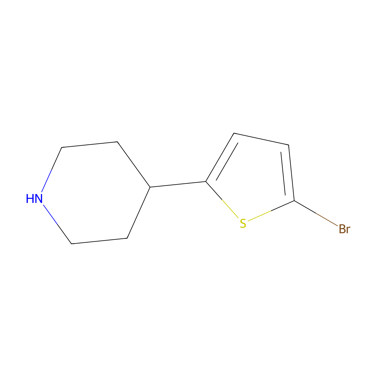 2-Bromo-5-(piperidin-4-yl)thiophene molecular structure, CAS 1159816-41-7