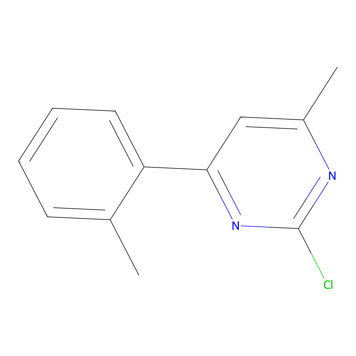 2-Chloro-6-(2-tolyl)-4-methylpyrimidine molecular structure, CAS 1159816-43-9