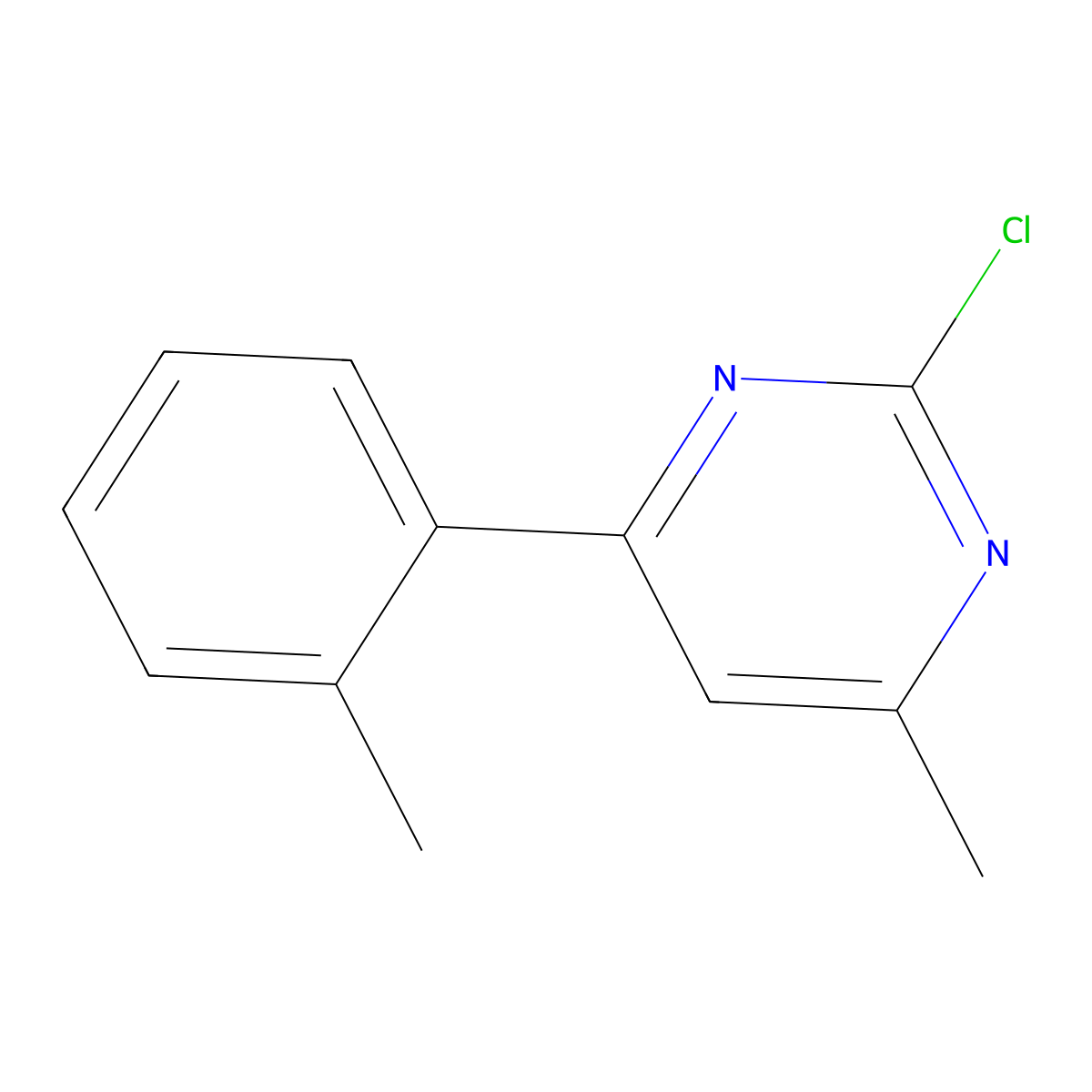 2-Chloro-6-(2-tolyl)-4-methylpyrimidine molecular structure, CAS 1159816-43-9