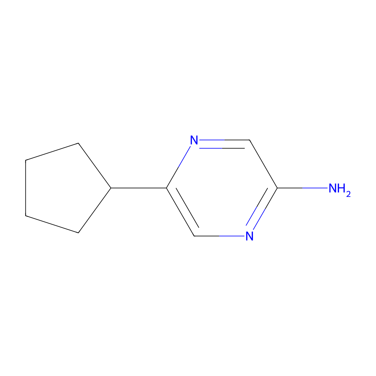 5-Cyclopentyl-2-pyrazinamine molecular structure, CAS 1159816-48-4