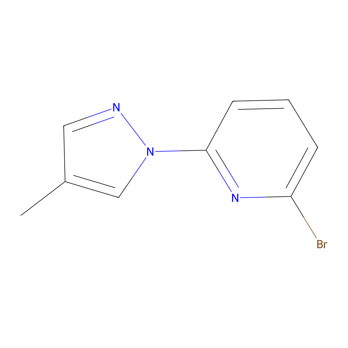 2-Bromo-6-(4-methyl-1H-pyrazol-1-YL)pyridine molecular structure, CAS 1159816-53-1