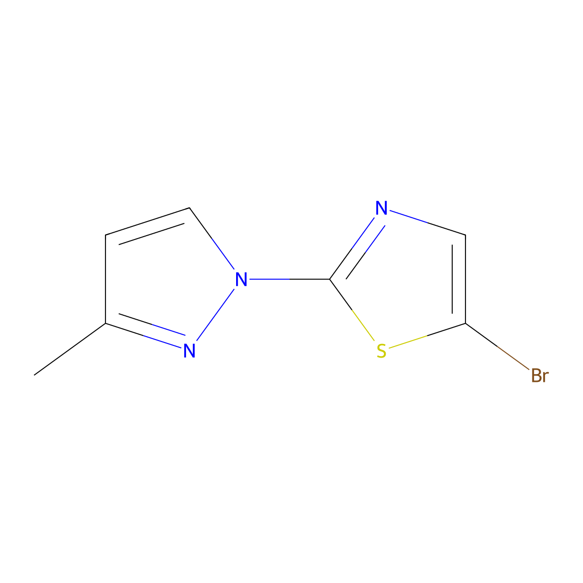 5-Bromo-2-(3-methyl-1H-pyrazol-1-yl)thiazole molecular structure, CAS 1159816-75-7