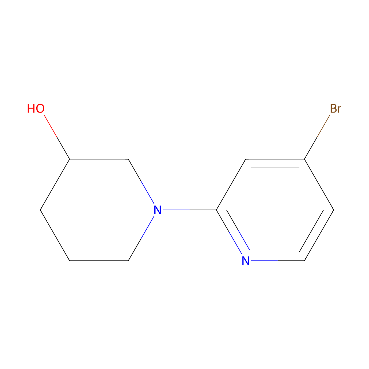 1-(4-Bromo-2-pyridinyl)-3-piperidinol molecular structure, CAS 1159816-77-9