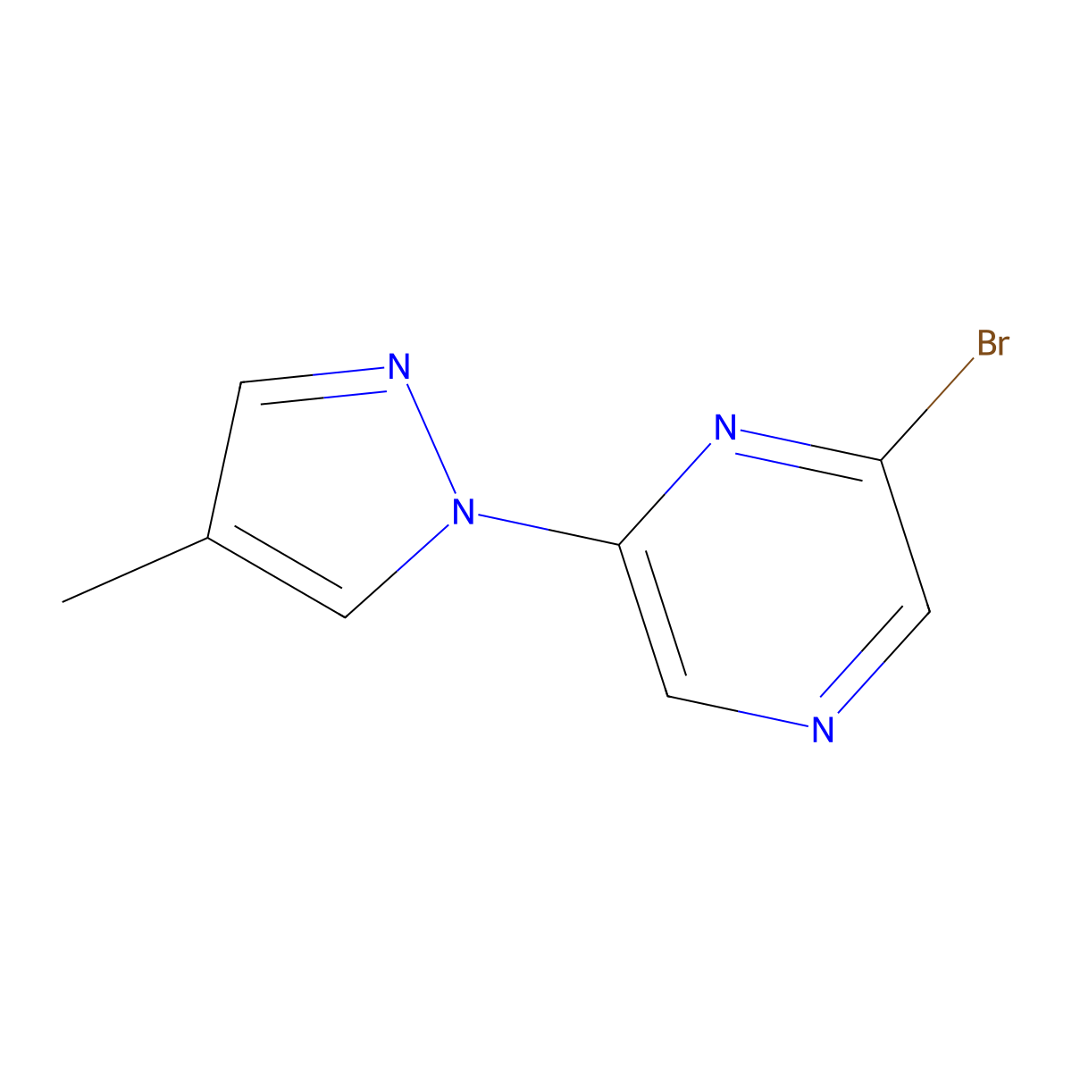 2-Bromo-6-(4-methyl-1H-pyrazol-1-yl)pyrazine molecular structure, CAS 1159816-83-7