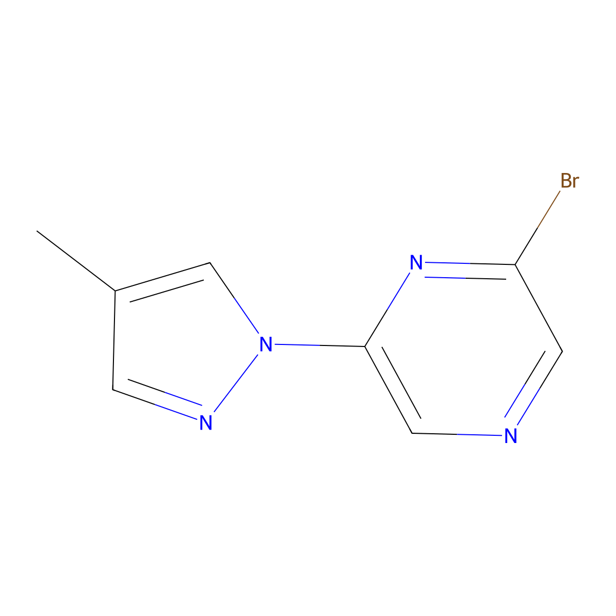 2-Bromo-6-(4-methyl-1H-pyrazol-1-yl)pyrazine molecular structure, CAS 1159816-83-7