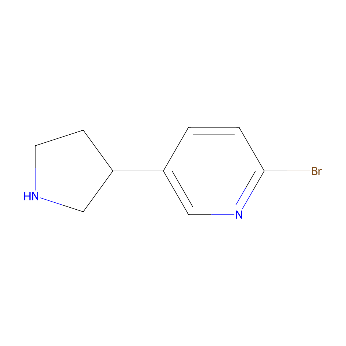 2-Bromo-5-(pyrrolidin-3-yl)pyridine molecular structure, CAS 1159817-25-0