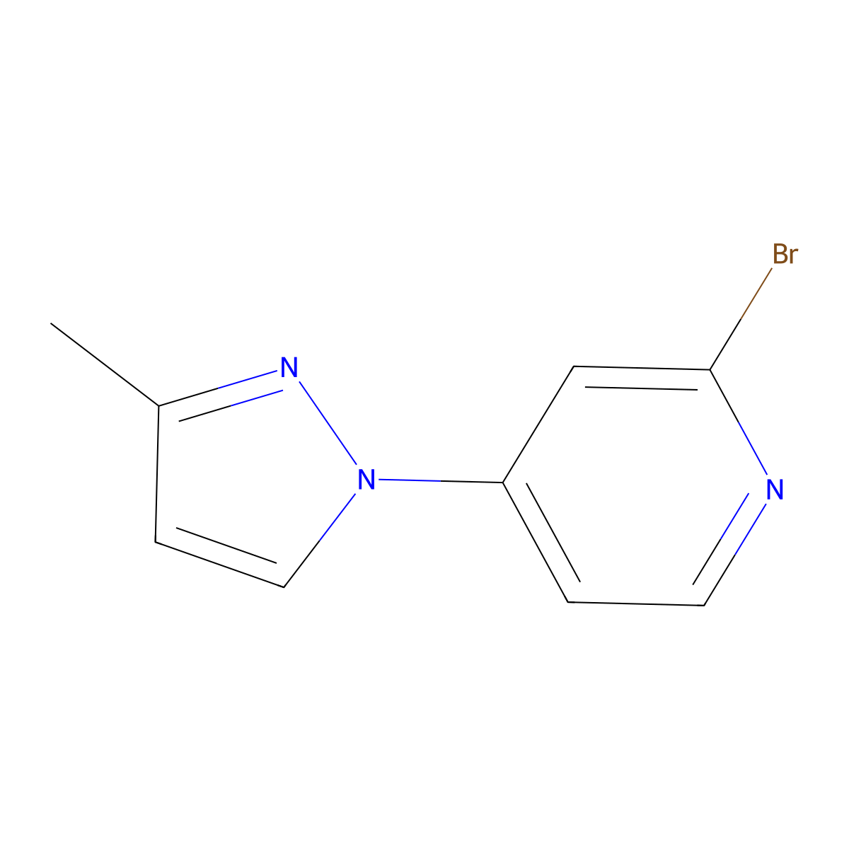 2-Bromo-4-(3-methyl-1H-pyrazol-1-yl)pyridine molecular structure, CAS 1159817-68-1