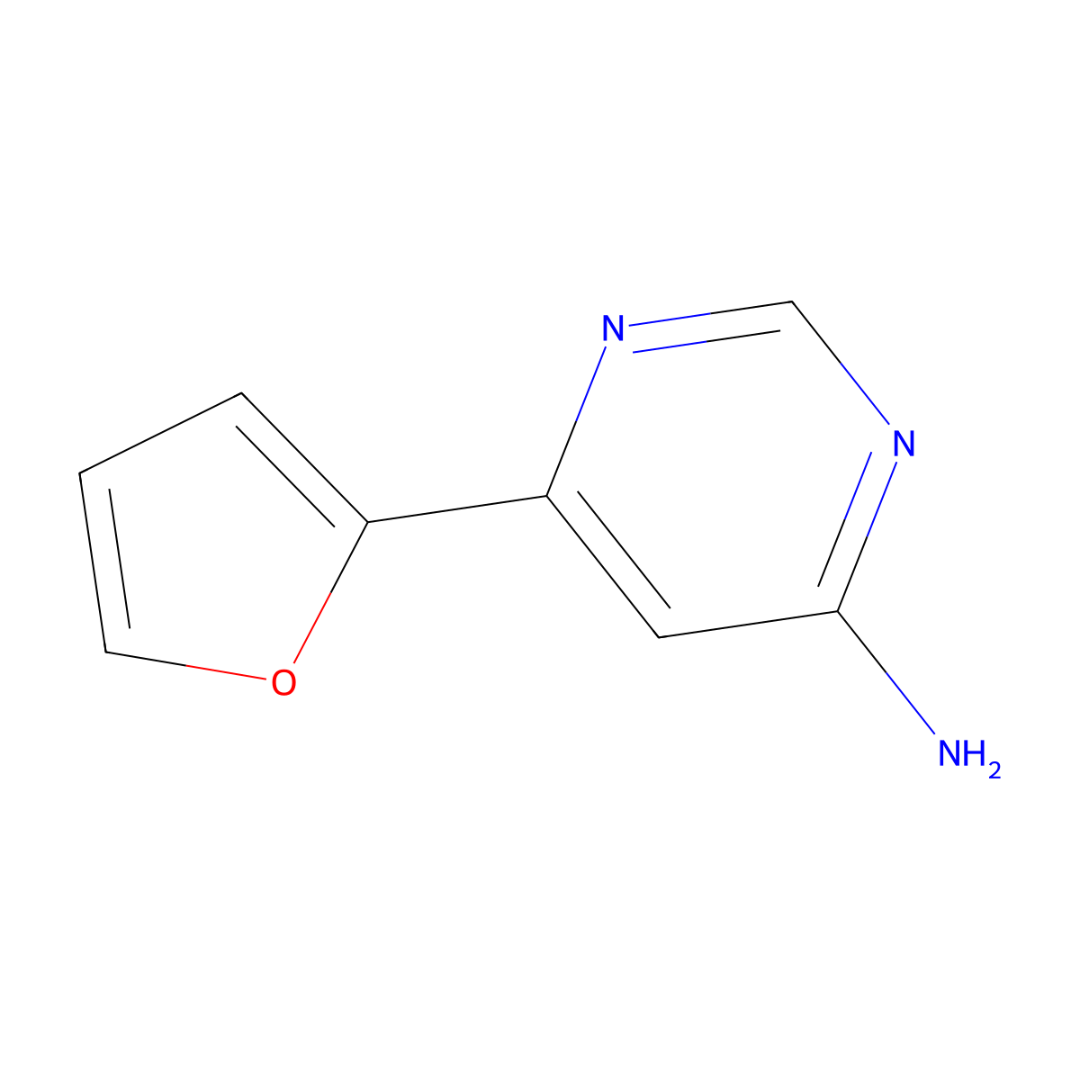 4-Amino-6-(2-furyl)pyrimidine molecular structure, CAS 1159817-77-2