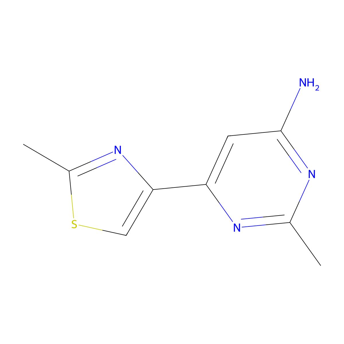 2-Methyl-6-(2-methyl-4-thiazolyl)-4-pyrimidinamine molecular structure, CAS 1159818-26-4