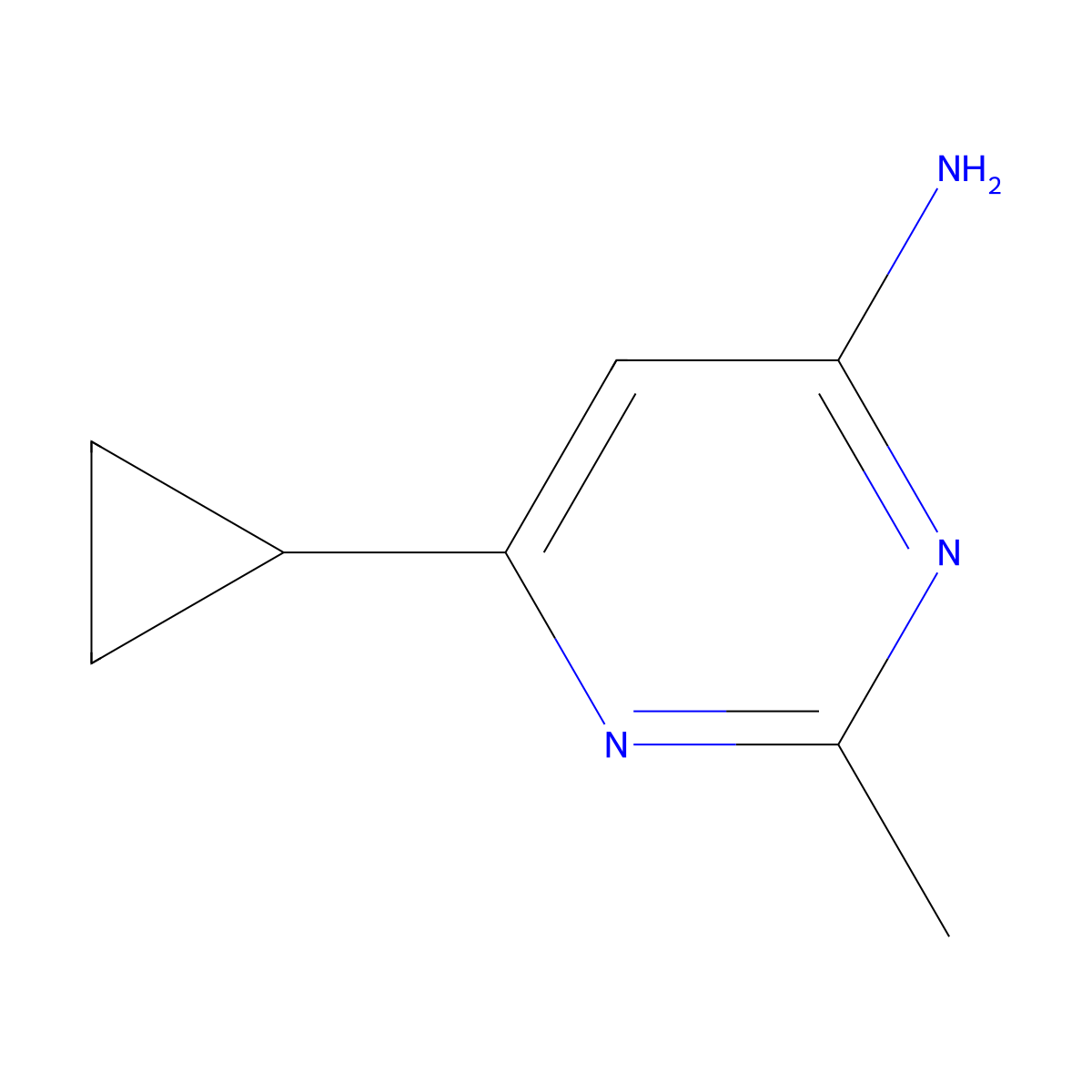 6-Cyclopropyl-2-methylpyrimidin-4-amine molecular structure, CAS 1159818-40-2