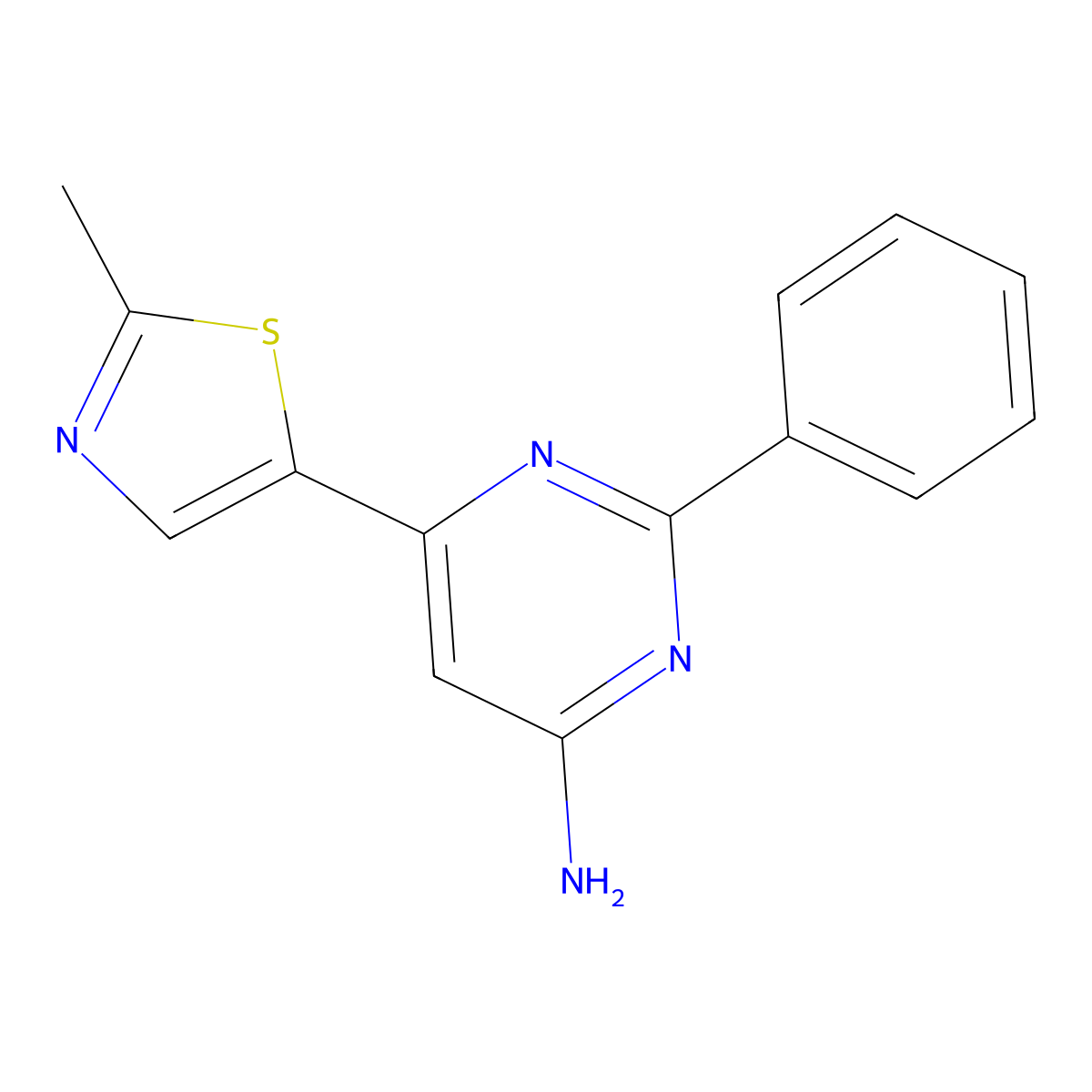 4-Amino-2-phenyl-6-(2-methyl-5-thiazolyl)pyrimidine molecular structure, CAS 1159818-68-4