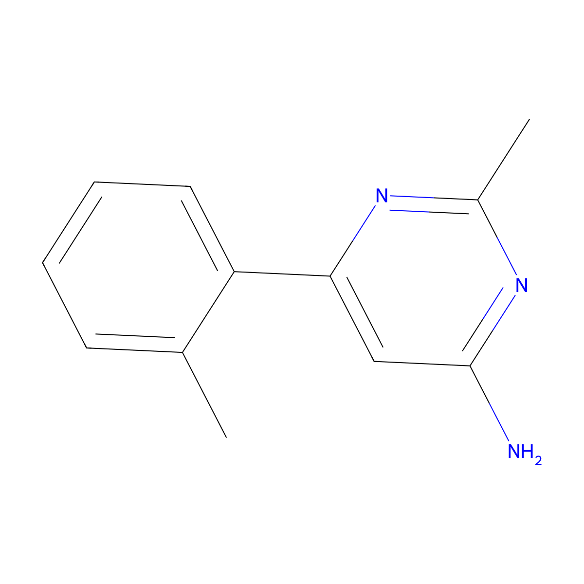 2-Methyl-6-(o-tolyl)pyrimidin-4-amine molecular structure, CAS 1159818-90-2