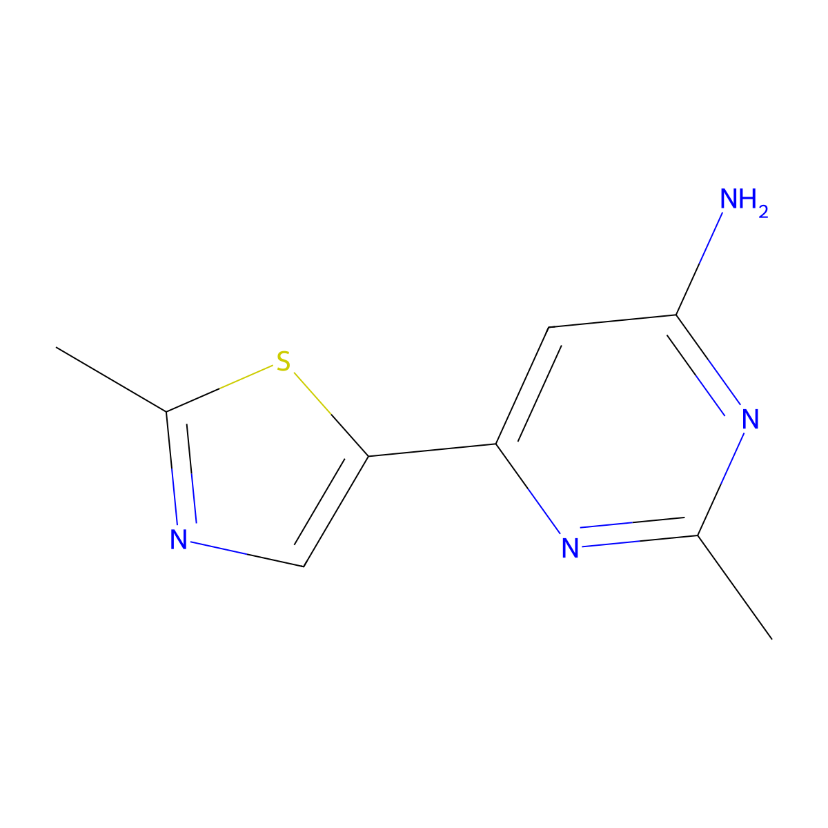 4-Amino-2-methyl-6-(2-methyl-5-thiazolyl)pyrimidine molecular structure, CAS 1159819-18-7