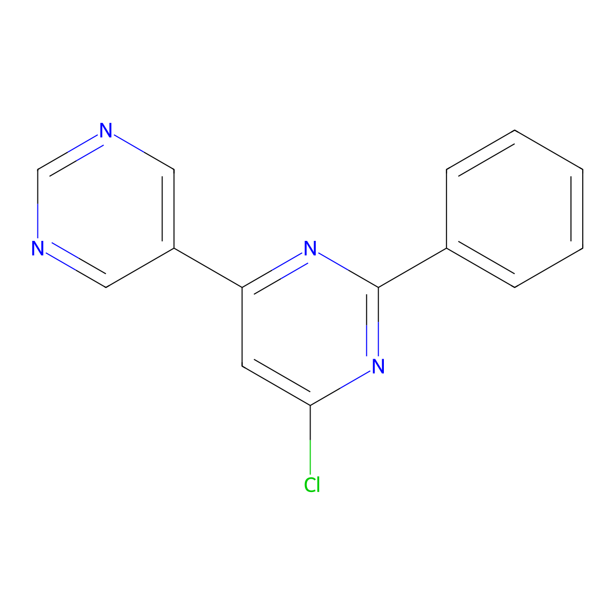 4-Chloro-2-phenyl-6-(5-pyrimidyl)pyrimidine molecular structure, CAS 1159819-36-9