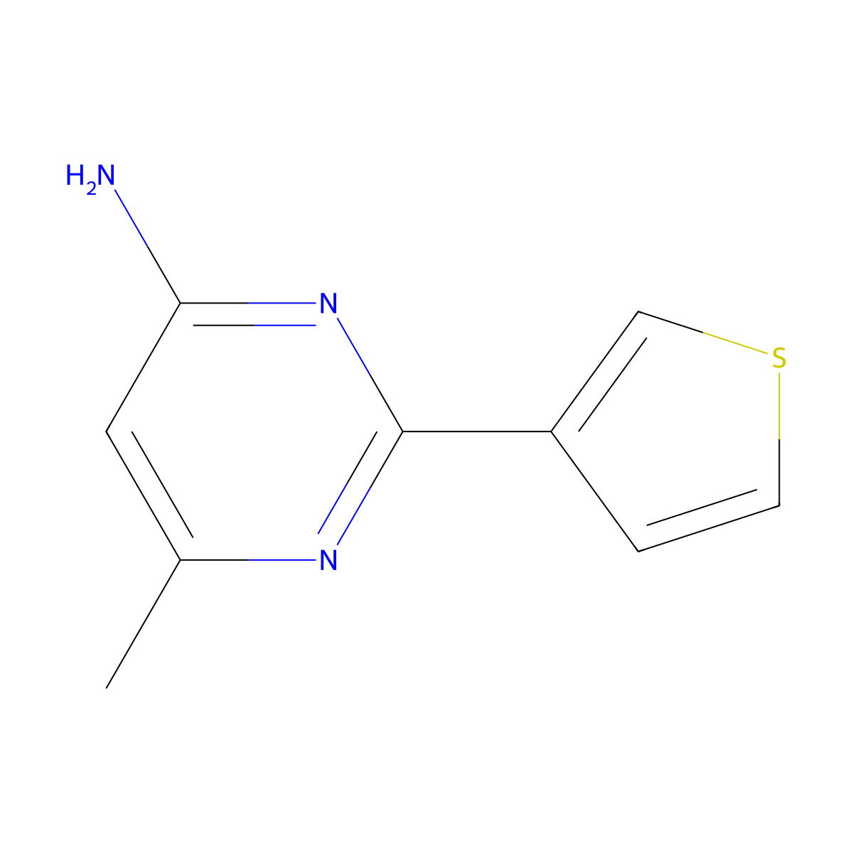 4-Amino-6-methyl-2-(3-thienyl)pyrimidine molecular structure, CAS 1159819-57-4