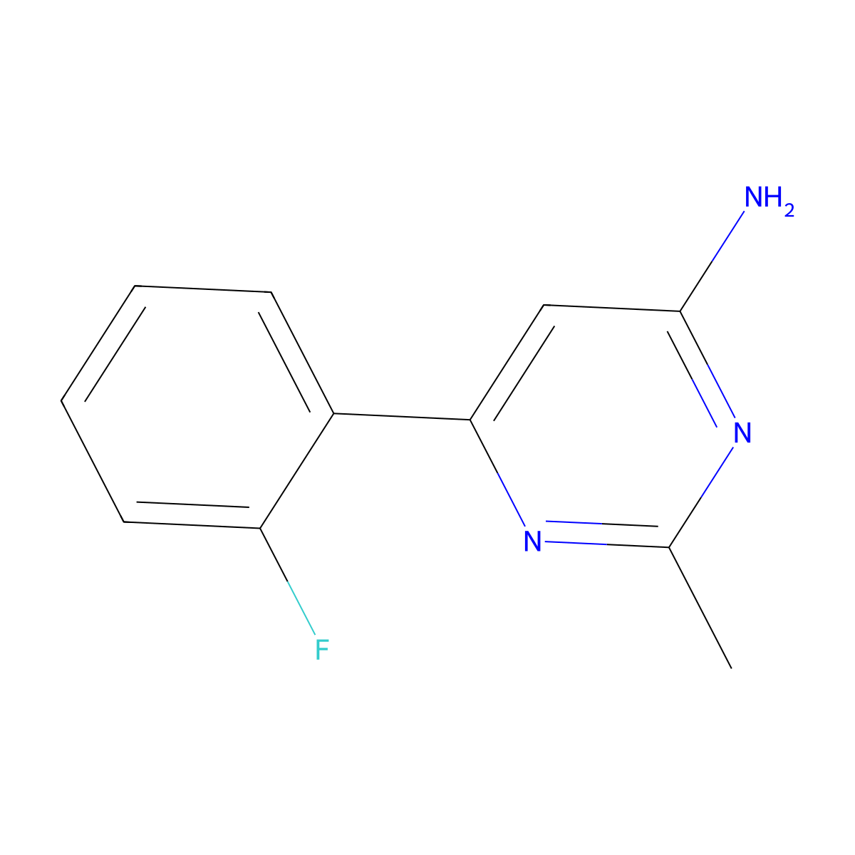 6-(2-Fluorophenyl)-2-methylpyrimidin-4-amine molecular structure, CAS 1159819-61-0
