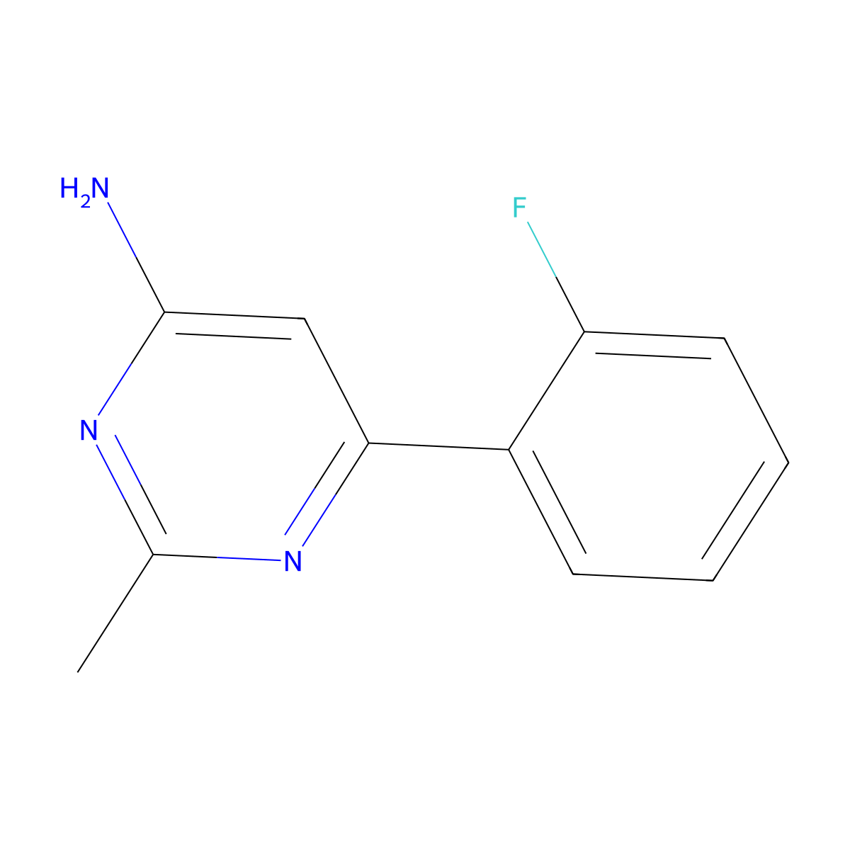 6-(2-Fluorophenyl)-2-methylpyrimidin-4-amine molecular structure, CAS 1159819-61-0