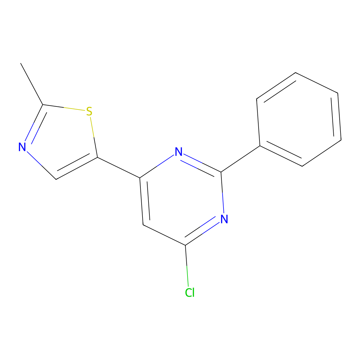 4-Chloro-2-phenyl-6-(2-methyl-5-thiazolyl)pyrimidine molecular structure, CAS 1159819-70-1