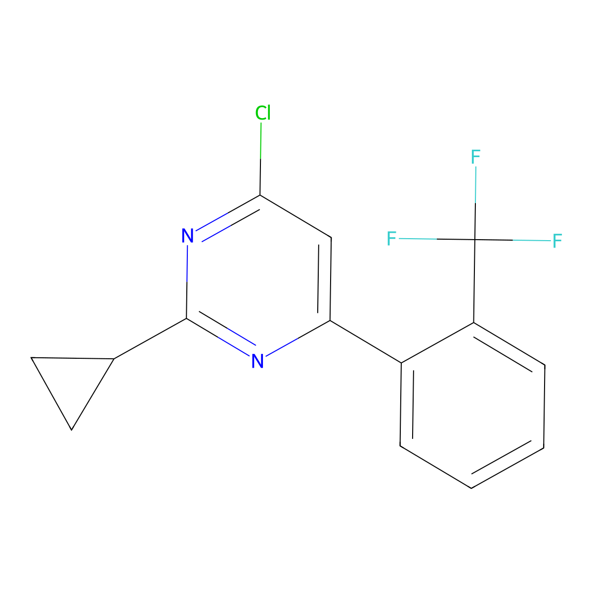 4-Chloro-2-cyclopropyl-6-(2-(trifluoromethyl)phenyl)pyrimidine molecular structure, CAS 1159819-79-0