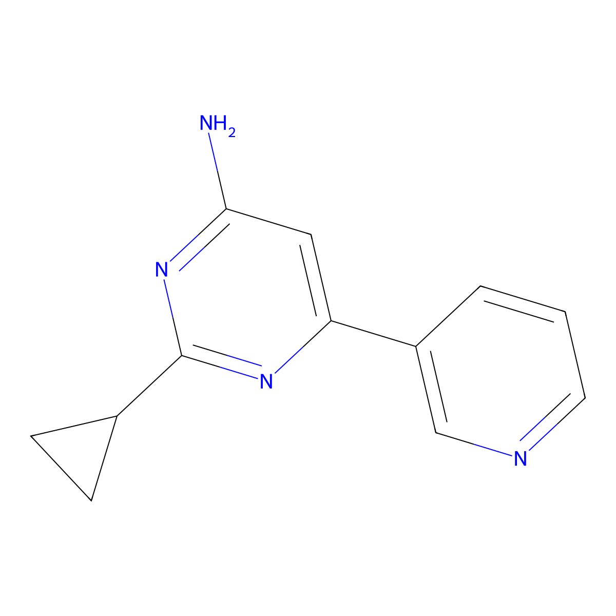2-Cyclopropyl-6-(pyridin-3-yl)pyrimidin-4-amine molecular structure, CAS 1159820-02-6