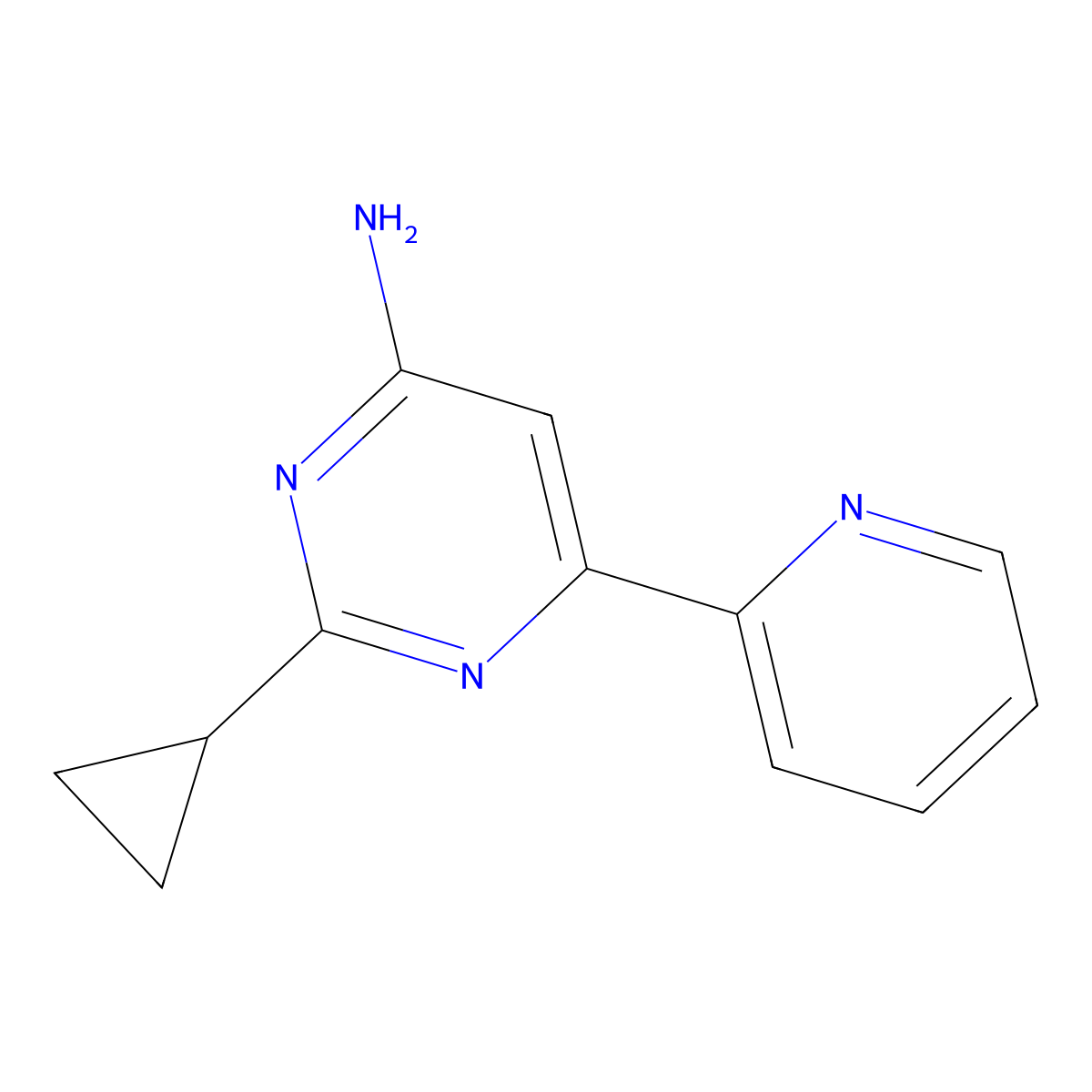 2-Cyclopropyl-6-(pyridin-2-yl)pyrimidin-4-amine molecular structure, CAS 1159820-21-9