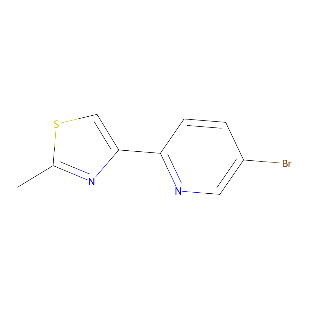 5-Bromo-2-(2-methyl-1,3-thiazol-4-yl)pyridine molecular structure, CAS 1159820-36-6