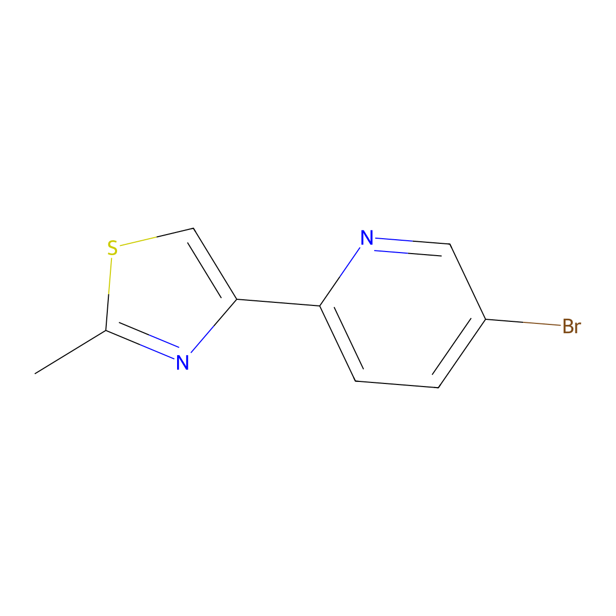 5-Bromo-2-(2-methyl-1,3-thiazol-4-yl)pyridine molecular structure, CAS 1159820-36-6