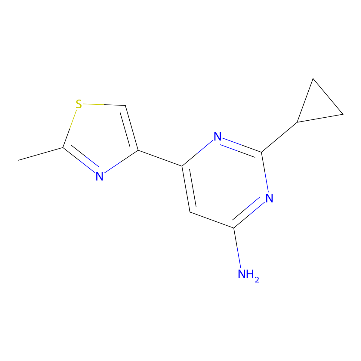 4-Amino-6-(2-methyl-4-thiazolyl)-2-cyclopropylpyrimidine molecular structure, CAS 1159820-56-0