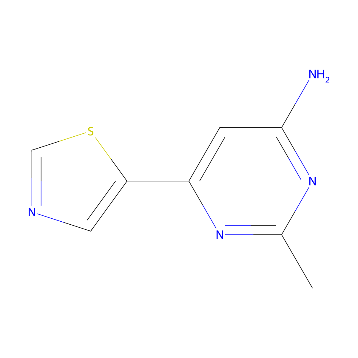 4-Amino-2-methyl-6-(5-thiazolyl)pyrimidine molecular structure, CAS 1159820-67-3