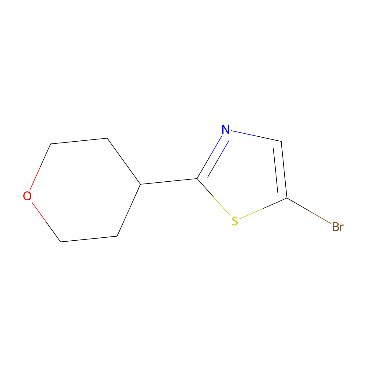 5-Bromo-2-(tetrahydropyran-4-yl)thiazole molecular structure, CAS 1159820-96-8