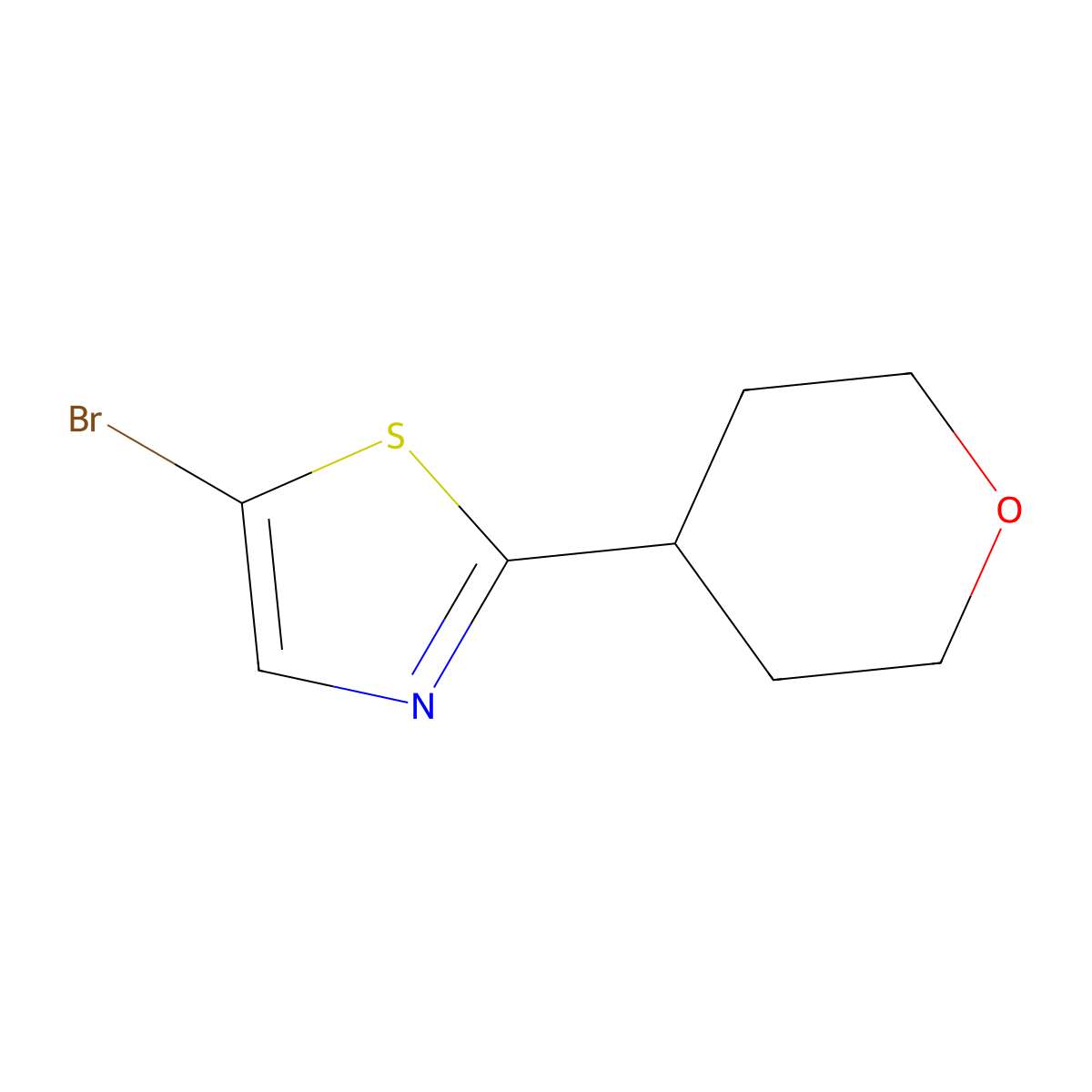 5-Bromo-2-(tetrahydropyran-4-yl)thiazole molecular structure, CAS 1159820-96-8