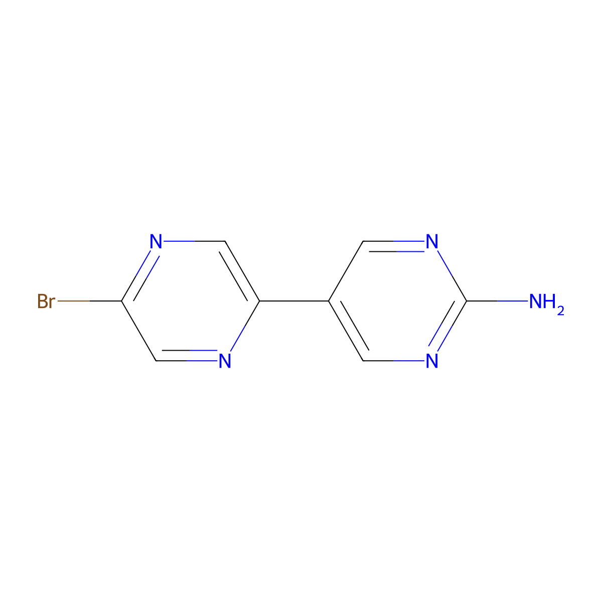 2-Bromo-5-(2-amino-5-pyrimidyl)pyrazine molecular structure, CAS 1159821-00-7