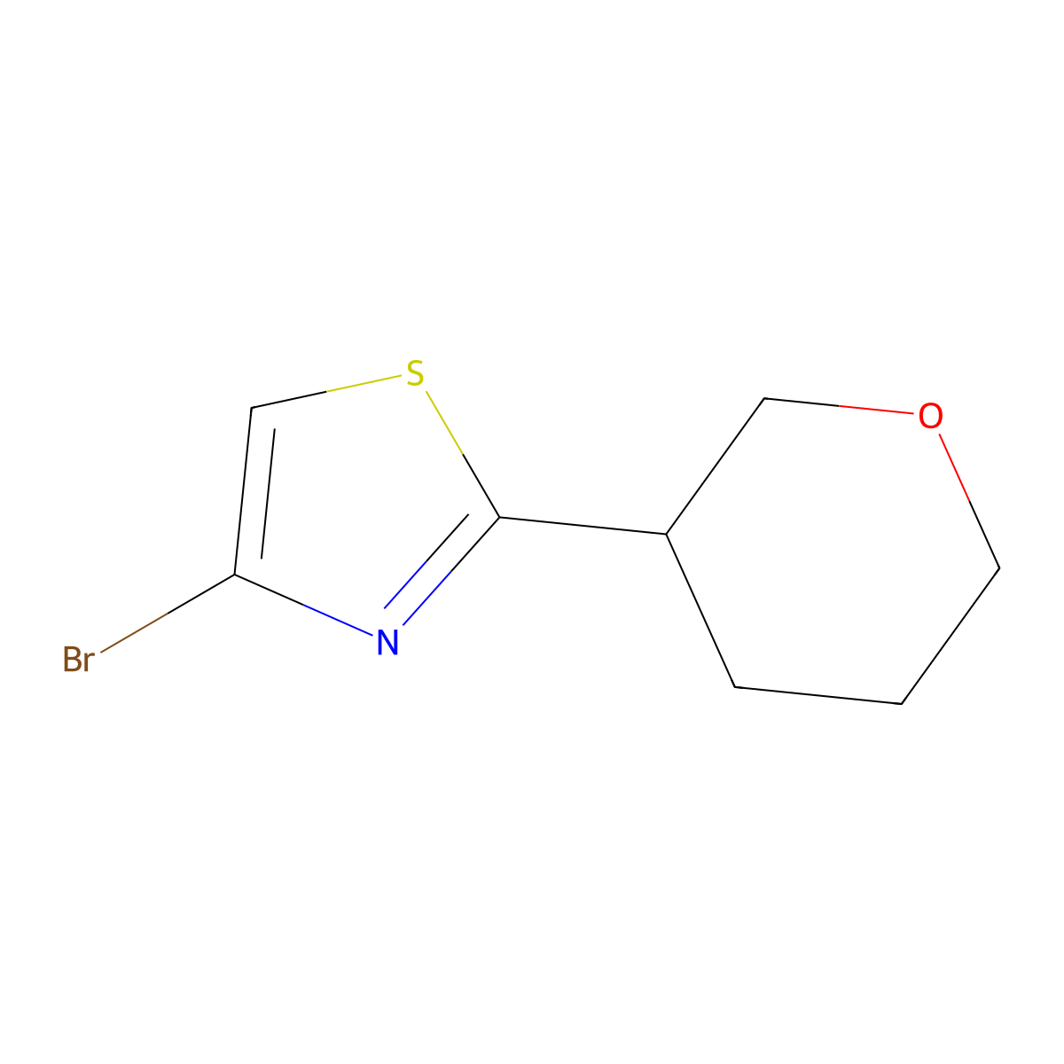 4-Bromo-2-(tetrahydropyran-3-yl)thiazole molecular structure, CAS 1159821-04-1