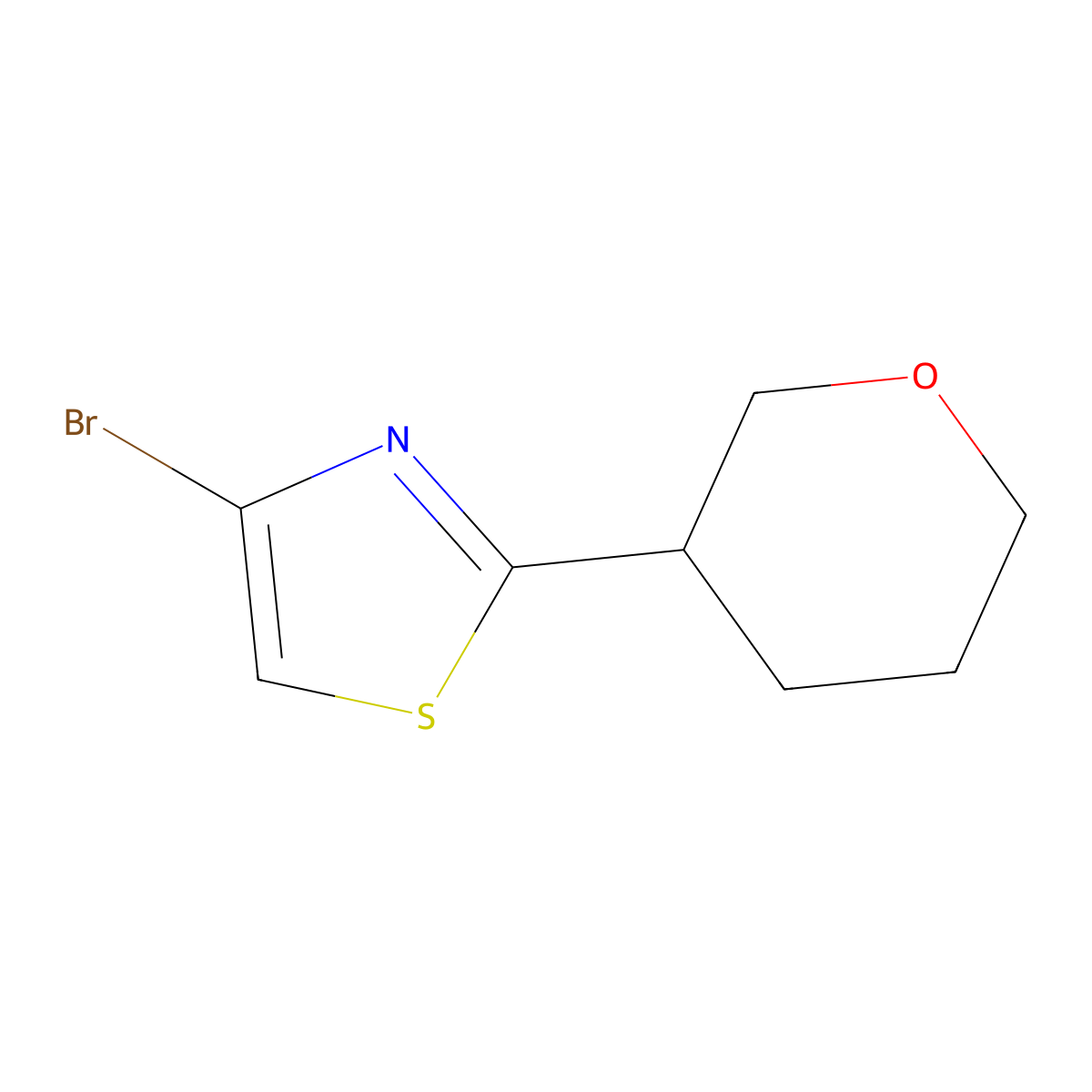 4-Bromo-2-(tetrahydropyran-3-yl)thiazole molecular structure, CAS 1159821-04-1