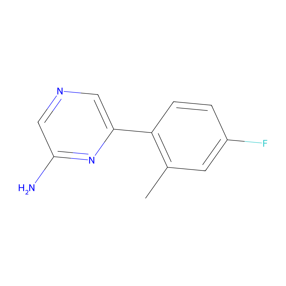 2-Amino-6-(4-fluoro-2-methylphenyl)pyrazine molecular structure, CAS 1159821-06-3