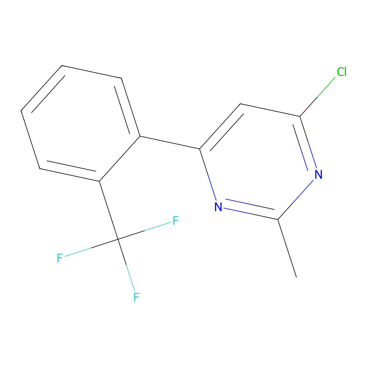 4-Chloro-2-methyl-6-(2-trifluoromethylphenyl)pyrimidine molecular structure, CAS 1159821-08-5