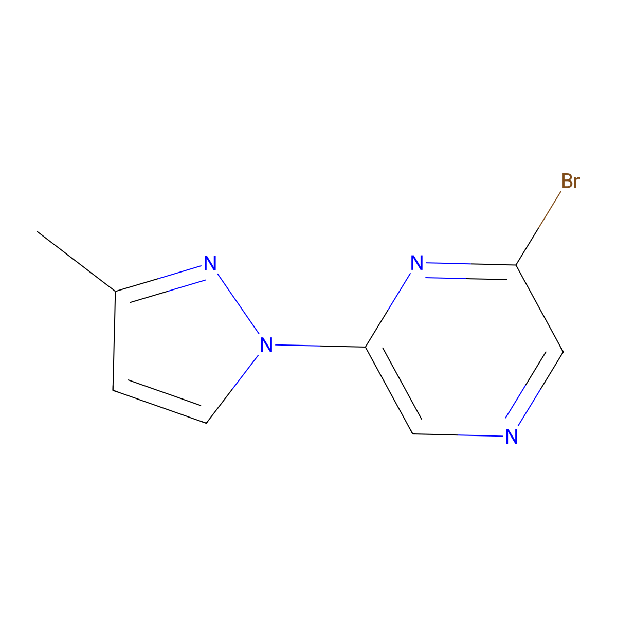 2-Bromo-6-(3-methyl-1H-pyrazol-1-yl)pyrazine molecular structure, CAS 1159821-18-7