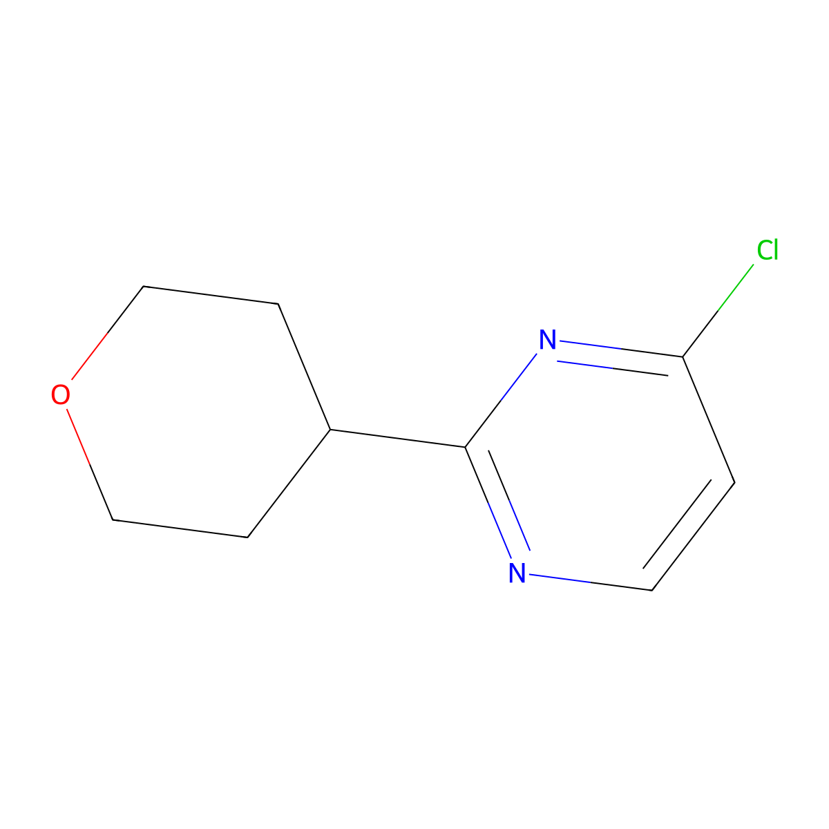 4-Chloro-2-(tetrahydro-2H-pyran-4-YL)pyrimidine molecular structure, CAS 1159821-25-6
