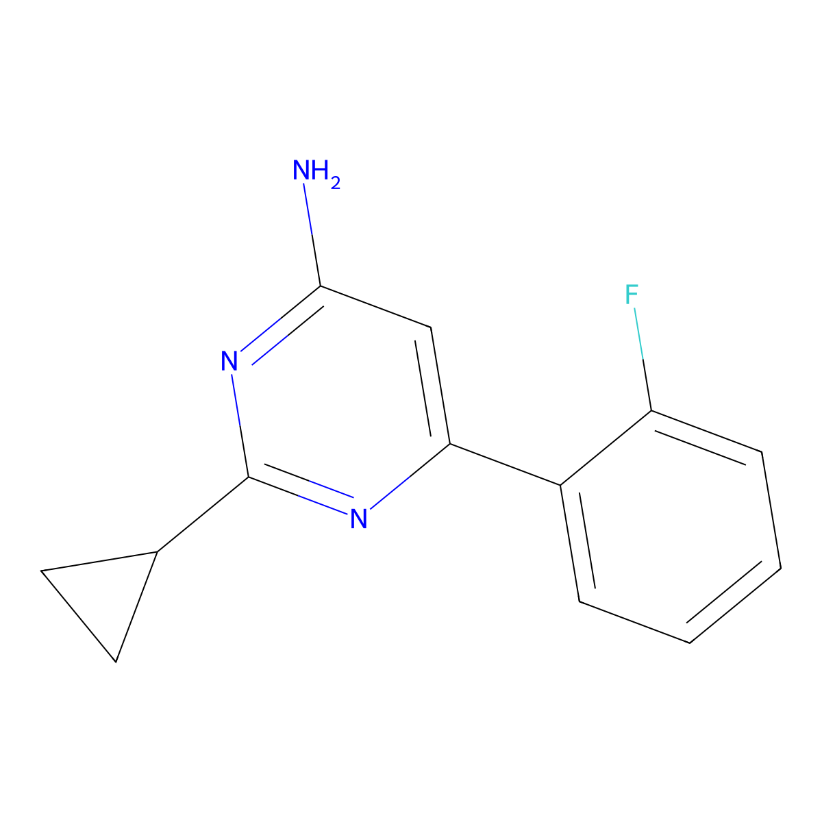 2-Cyclopropyl-6-(2-fluorophenyl)pyrimidin-4-amine molecular structure, CAS 1159821-29-0